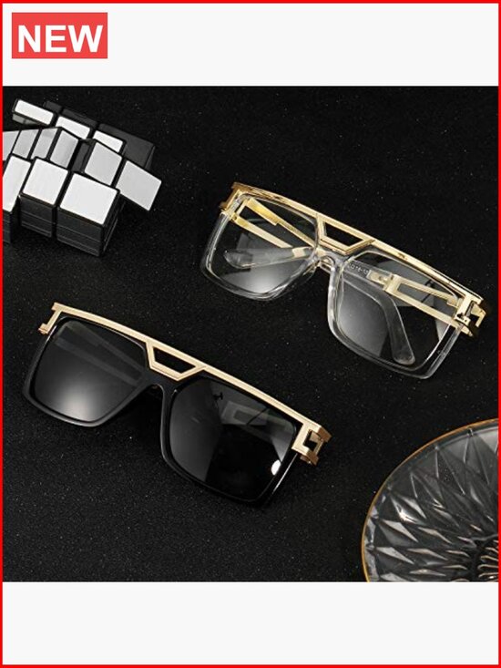 2 Pairs 80s 90s Sunglasses Vintage Rapper DJ Hip Hop Retro Old School Wrap main image 4